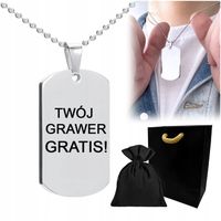 Nieśmiertelnik naszyjnik srebrny MĘSKI łańcuszek stal PREZENT GRAWER GRATIS