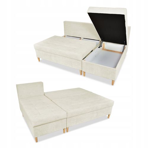 Narożnik Wigo rozkładany z funkcją spania  welur beżowy na Arena.pl