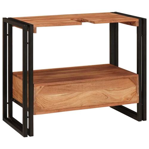 Szafka pod umywalkę z szufladą Lite drewno akacjowe i żelazo na Arena.pl