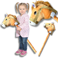 głowa konia pluszowa na kiju hobby horse jasny brązowy z dźwiękiem