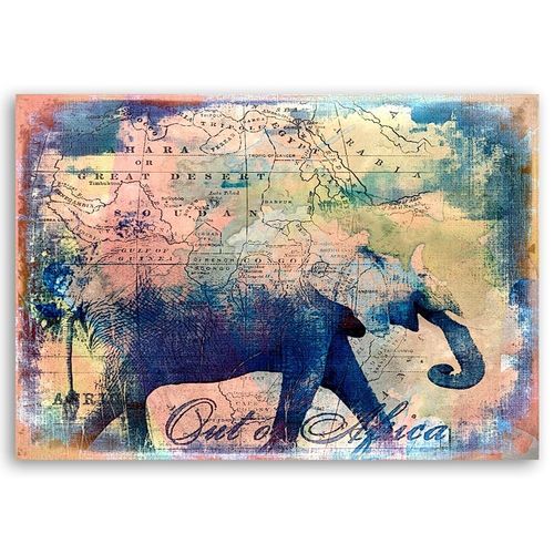 Obraz na płótnie – Canvas, Mapa i słoń 60x40 na Arena.pl