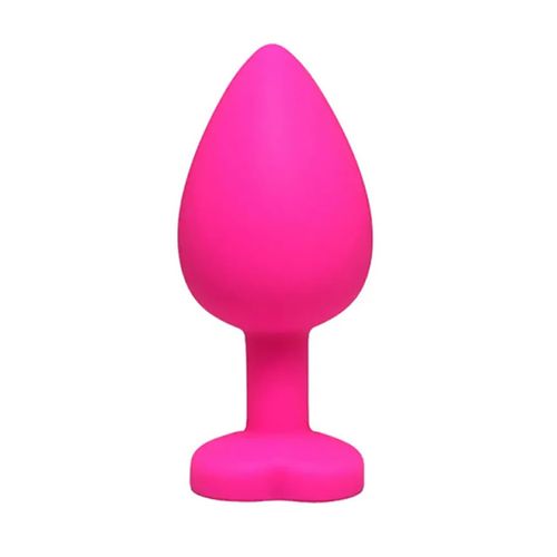 pink medium heart-shaped butt plug with white crystal na Arena.pl