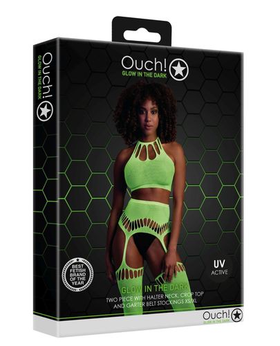 Two Piece With Crop Top And Stockings - Green - Xs/Xl na Arena.pl