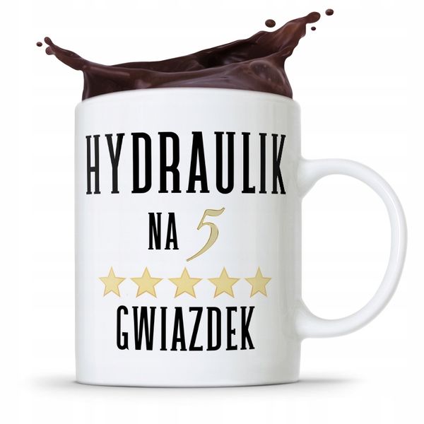 Kubek Prezent Dla Hydraulika Na 5 Gwiazdek Z Nadrukiem Ze Zdjęciem zdjęcie 1