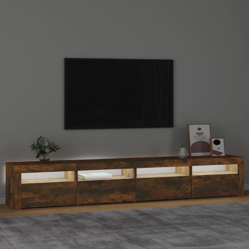 Szafka pod TV z oświetleniem LED, przydymiony dąb, 240x35x40 cm na Arena.pl