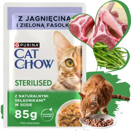 karma mokra dla kotów sterylizowanych cat chow jagnięcina z fasolą 85 g na Arena.pl