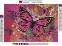 ZESTAW HAFT DIAMENTOWY  MOZAIKA DIAMENTOWA , MOTYLE W RÓŻU