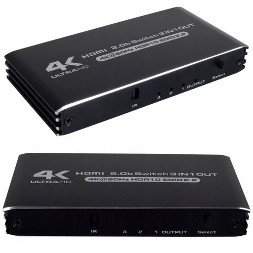 SWITCH HDMI 2.0 3x1 PRZEŁĄCZNIK ROZDZIELACZ ULTRA HD HDCP 2.2 HDR10 4K/60HZ na Arena.pl