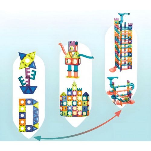 KLOCKI MAGNETYCZNE 166 ELEMENTÓW LED KREATYWNE 2D 3D DLA DZIECI na Arena.pl