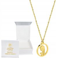 Łańcuszek pozłacany medalik komunijny matka boska komunię chrzest stal 316L
