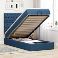 Otomana Łóżko z Materacem i LED Niebieski 100x200 cm Tkanina