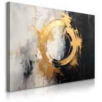 Obraz Do Salonu Sypialni Abstrakcja Okrąg Elementy Złota Beton 70cm x 50cm