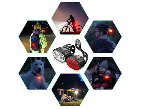 ZESTAW LAMPEK ROWEROWYCH LAMPKI DO ROWERU LAMPKA PRZÓD I TYŁ USB KOMPLET na Arena.pl