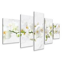 OBRAZ DO SYPIALNI SALONU ORCHIDEA STORCZYK BIAŁE KWIATY MARMUR 3D 150x80
