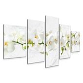 OBRAZ DO SYPIALNI SALONU ORCHIDEA STORCZYK BIAŁE KWIATY MARMUR 3D 150x80