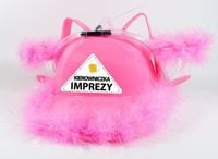 KASK RÓŻOWY z futerkiem na PIWO prezent + naklejka