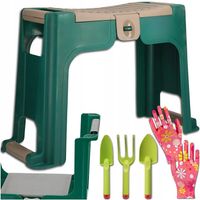 KLĘCZNIK OGRODOWY TABORET SCHOWEK 3W1 + ZESTAW NARZĘDZI OGRODOWYCH 3 SZT