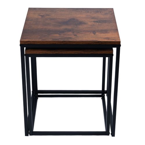 Stoliki kawowe kwadratowe zestaw 2w1 loft industrial ława, dąb antyczny na Arena.pl