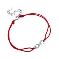 Bransoletka szczęścia celebrytka nieskończoność infinity bawełna cyrkonie srebro 925 Z1107B_R