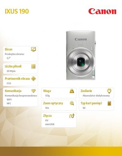 Canon IXUS 190 SILVER 1797C001AA na Arena.pl