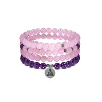 Bransoletka Mala z ametystem i kwarcem różowym – Budda