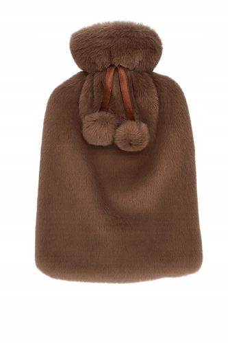 Gumowy termofor duży na wodę w miękkim pluszowym pokrowcu 2l kolor brązowy na Arena.pl