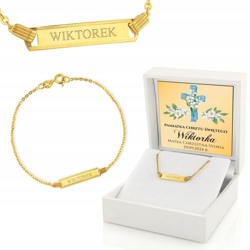 Złota Bransoletka 585 Pamiątka Chrztu dla Chłopca Grawer na Chrzest na Arena.pl