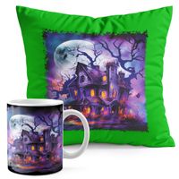 ZESTAW KUBEK + PODUSZKA ZIELONA - HALLOWEEN