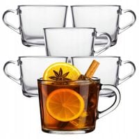 6 x SZKLANKA 270ml DO KAWY HERBATY NAPOJÓW SZKLANE Z UCHEM