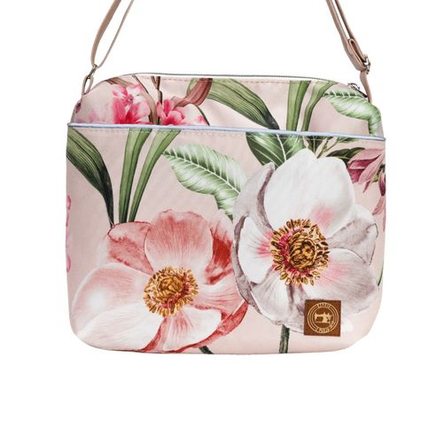 Torebka Na Ramię z Motywem Kwiatów i Beżową Ekoskórą – Handmade na Arena.pl