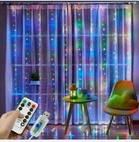 Lampki kurtyna świetlna led 300 3x3m Tęcza RGB