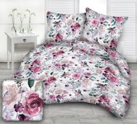 Pościel z kory 160x200 biała akwarelowe róże