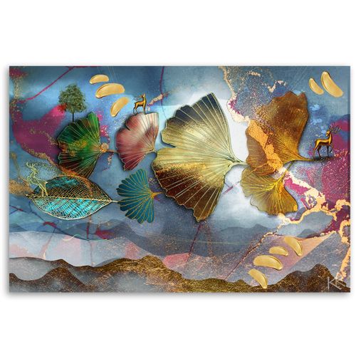 Emaga Obraz na płótnie, Kolorowe liście abstrakcja - 100x70 na Arena.pl