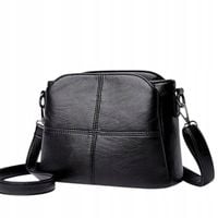 Torebka Damska CZARNA Klasyczna na Ramię Pasek na Zamek Kuferek Mała