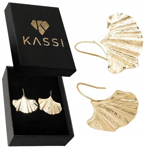 Pozłacane Kolczyki Damskie Liść Ginkgo ze Stali Chirurgicznej na Arena.pl