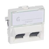 MOSAIC - Gniazdo 2 x RJ 45 kat. 6 UTP wyjście 45 stopni - 2 modułowy - Biały Legrand 076504
