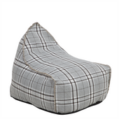Pufa fotel w kratę szary DROP LINEN