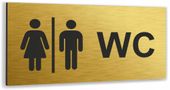 Tabliczka NA DRZWI WC Tablica nierdzewna informacyjna ZŁOTA DOWOLNY NAPIS
