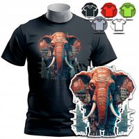 KOSZULKA T-SHIRT MĘSKI WZORY DO WYBORU - SŁOŃ SAFARI AFRYKA TRĄBA - XL