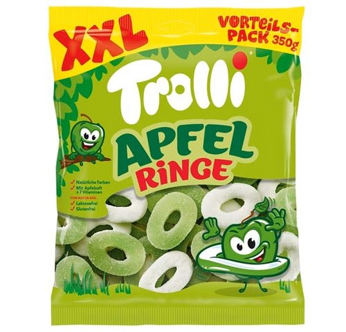ŻELKI TROLLI APFEL RINGE JABŁKO KWAŚNE 350g na Arena.pl
