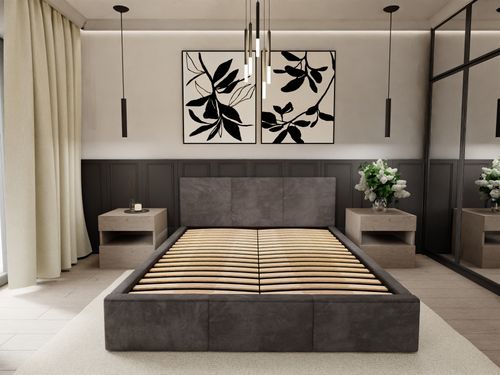 ŁÓŻKO TAPICEROWANE 120x200 ŁÓŻKO PODWÓJNE Z POJEMNIKIEM GRAFITOWE na Arena.pl