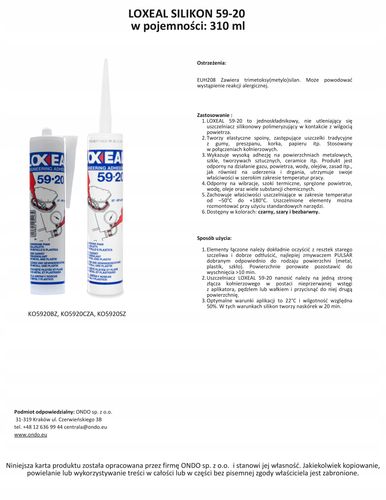 USZCZELKA SILIKONOWA NEUTRALNA SZARA SILIKON LOXEAL 59-20 310 ml na Arena.pl