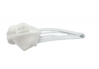 Dziewczęca spinka biała różyczka na zatrzask klik komunia 2,5cm