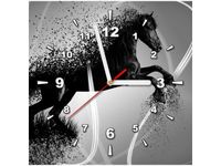 30X30CM ZEGAR CZARNO BIAŁY KOŃ GMENTARYZACJA JAKUB BANAŚ OBRAZ DREWNO