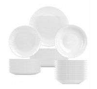 SERWIS OBIADOWY DLA 12 OSÓB KOMPLET TALERZY OBIADOWYCH 36 el BIAŁE SZKŁO