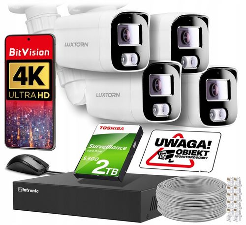 ZESTAW DO MONITORINGU DOMU 8Mpx IP POE 4 KAMERY ZEWNĘTRZNE AUDIO DYSK 2TB na Arena.pl