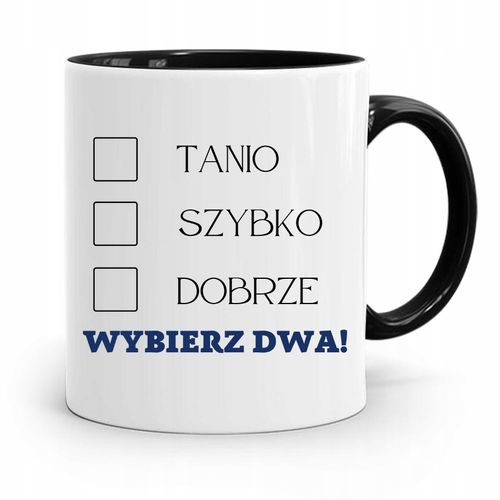 Dla Pracownika Kubek Czarny Tanio Szybko Dobrze Z Nadrukiem Ze Zdjęciem na Arena.pl