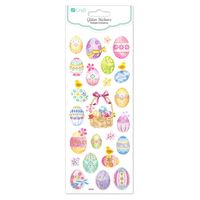 NAKLEJKI BROKATOWE KOLOROWE PISANKI 24 SZTUKI DP CRAFT 5907589983319