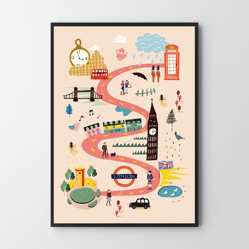 Plakat mapa mapy Londyn ilustracja 50x70 cm na Arena.pl