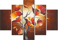 105CM 150CM OBRAZ 5 ELEM MAKI BRĄZACH DRUK